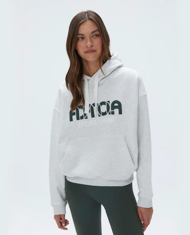 Sportswear Relaxed Drawcord Hoodie - Light Grey Melange/Dark Olive Hoodie with Illustration Artistic Creative Sportswear Relaxed Drawcord Hoodie - Light Grey Melange/Dark Olive Hoodie with Illustration Artistic Creative