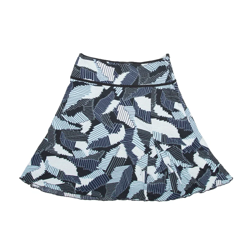 STREETONE Knee Length Flare Skirt Blue Crazy Pattern Womens M a-line skirt cut