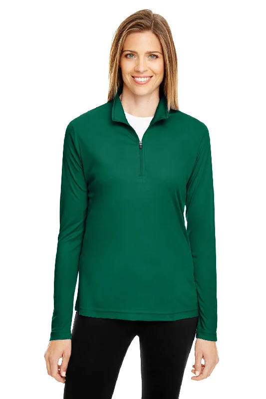 Team 365 Womens Zone Performance Moisture Wicking 1/4 Zip Sweatshirt - Forest Green Hoodie with Tied Waist Feminine Flattering Team 365 Womens Zone Performance Moisture Wicking 1/4 Zip Sweatshirt - Forest Green Hoodie with Tied Waist Feminine Flattering