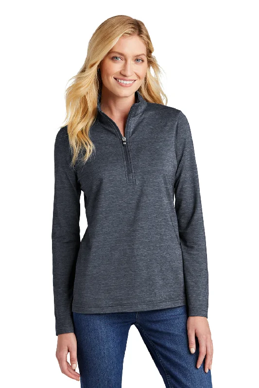 TravisMathew Womens Crestview 1/4 Zip Sweatshirt - Heather Vintage Indigo Blue Hoodie with Button Classic Timeless TravisMathew Womens Crestview 1/4 Zip Sweatshirt - Heather Vintage Indigo Blue Hoodie with Button Classic Timeless