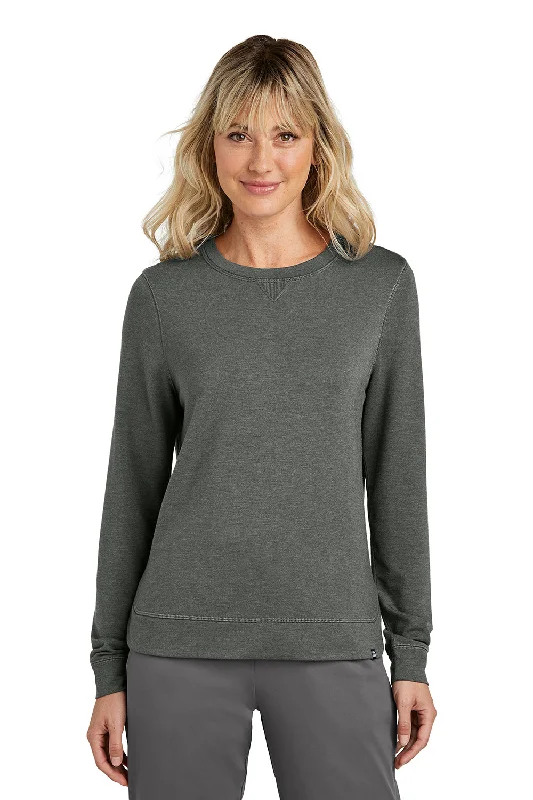 TravisMathew Womens Long Weekend Crewneck Sweatshirt - Heather Dark Grey Hoodie with Hem Applique Textured Unique TravisMathew Womens Long Weekend Crewneck Sweatshirt - Heather Dark Grey Hoodie with Hem Applique Textured Unique