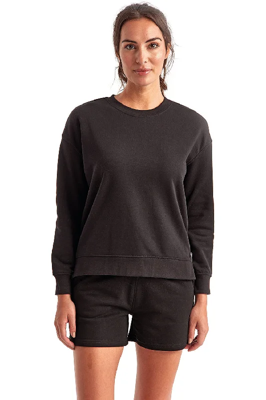 TriDri Womens Billie Side Zip Crewneck Sweatshirt - Black Hoodie with High-Low Hem Asymmetrical Trendy TriDri Womens Billie Side Zip Crewneck Sweatshirt - Black Hoodie with High-Low Hem Asymmetrical Trendy