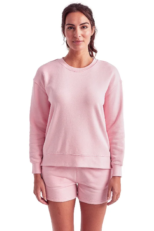 TriDri Womens Billie Side Zip Crewneck Sweatshirt - Light Pink Hoodie with Mock Neck Collared Structured TriDri Womens Billie Side Zip Crewneck Sweatshirt - Light Pink Hoodie with Mock Neck Collared Structured