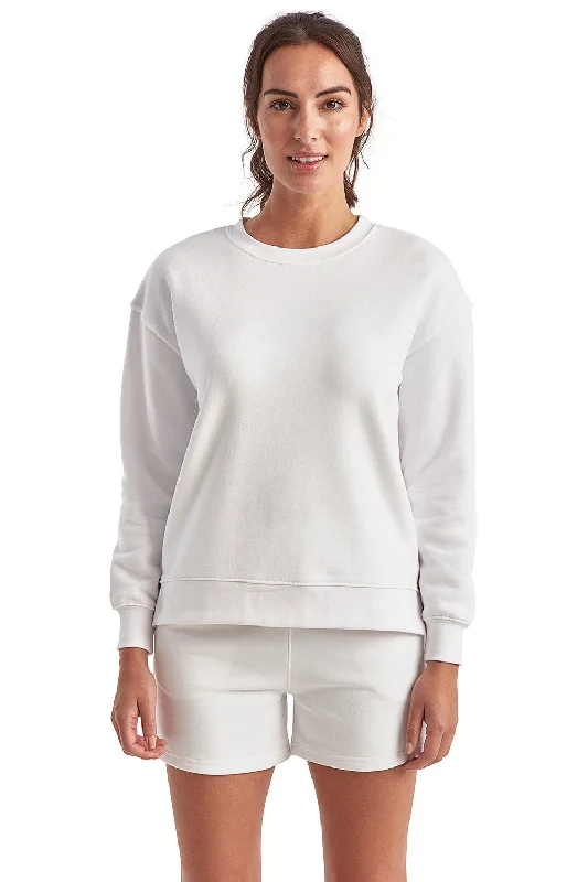 TriDri Womens Billie Side Zip Crewneck Sweatshirt - White Hoodie with Pattern Geometric Abstract TriDri Womens Billie Side Zip Crewneck Sweatshirt - White Hoodie with Pattern Geometric Abstract