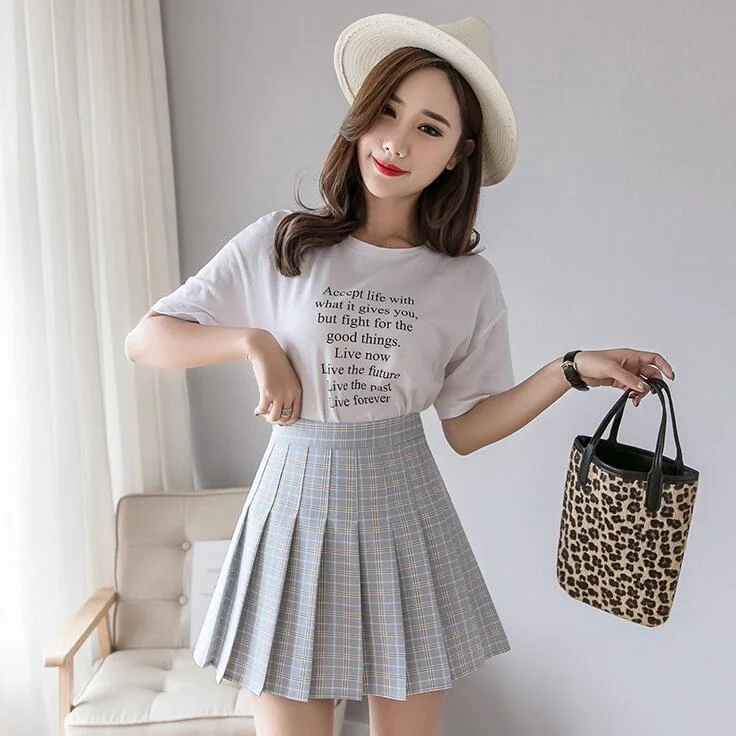 Ulzzang style JK plaid skirt yv43150 lace skirt feminine