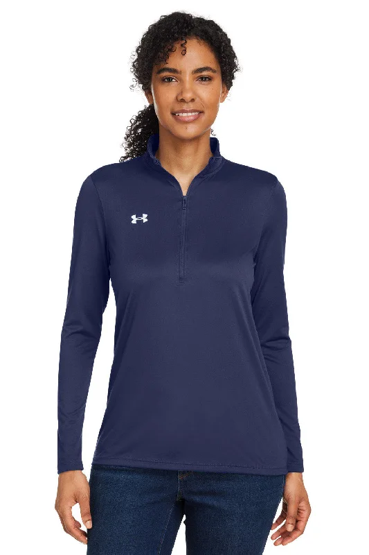 Under Armour Womens Team Tech Moisture Wicking 1/4 Zip Sweatshirt - Midnight Navy Blue Hoodie with Bell Sleeves Flared Feminine Under Armour Womens Team Tech Moisture Wicking 1/4 Zip Sweatshirt - Midnight Navy Blue Hoodie with Bell Sleeves Flared Feminine
