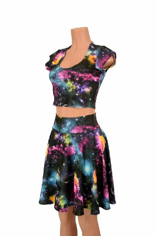 UV Galaxy Crop & Skirt Set floral skirt print