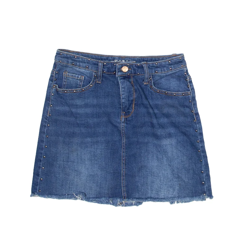 WILD FABLE Studded Short Mini Skirt Blue Denim Womens S linen skirt natural