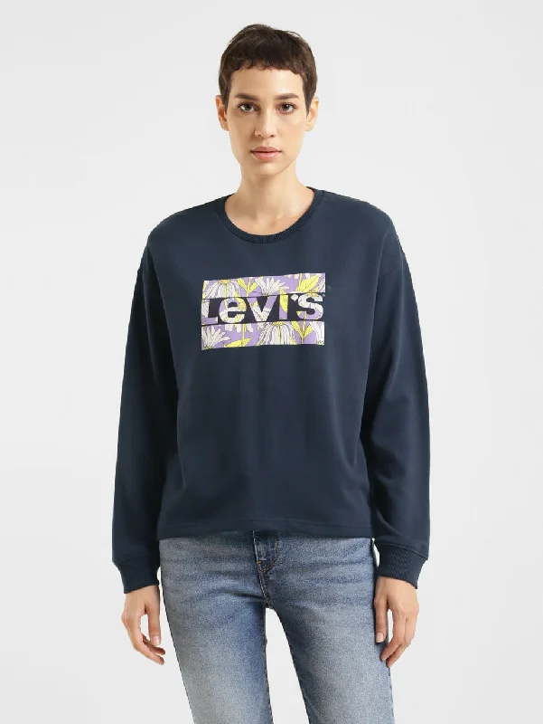 Women's Brand Logo Crew Neck Sweatshirt Hoodie with Puffed Sleeves Voluminous Trendy Women's Brand Logo Crew Neck Sweatshirt Hoodie with Puffed Sleeves Voluminous Trendy