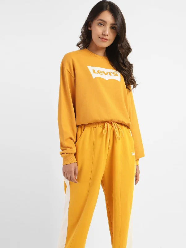 Women's Brand Logo Round Neck Sweatshirt Hoodie with Drawstring Waist Adjustable Fitted Women's Brand Logo Round Neck Sweatshirt Hoodie with Drawstring Waist Adjustable Fitted
