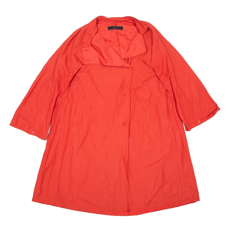 ZARA BASIC Relaxed Fit Overcoat Jacket Red Womens XS V-Neck Jacket Boat Neck Jacket Square Neck Jacket